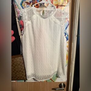 SHEIN White Lace Detail Blouse